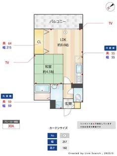 ニューガイアリルーム新大江 69【2階】の間取り