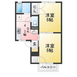 パークサイド小山 A棟【2階】の間取り