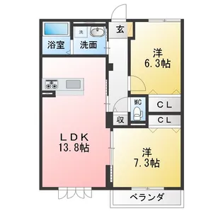 Quatre Saisons相生 D【2階】の間取り