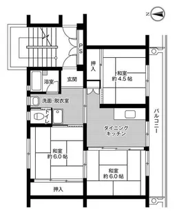 ビレッジハウス津の井1号棟【1階】の間取り