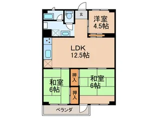 上社南住宅3号棟【6階】の間取り