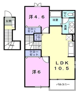 メゾンかつまた 東棟【2階】の間取り