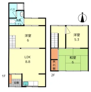 奈良県奈良市法蓮町【一戸建】の間取り