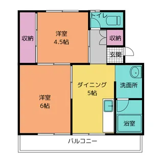 ビレッジハウス八幡II 1号棟【5階】の間取り