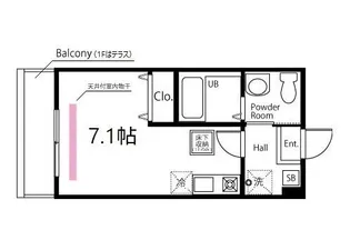 ハーミットクラブハウスヴァンキャトル鶴見【1階】の間取り