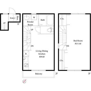 サニーサイドコートB【2階】の間取り
