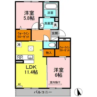 徳島県板野郡藍住町勝瑞字正喜地【アパート】の間取り