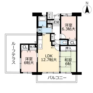 URアーベインルネス穴生【6階】の間取り