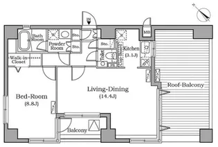 レジディア広尾南【10階】の間取り
