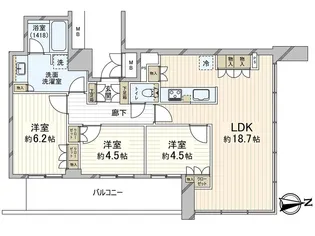 ジオタワー南堀江【15階】の間取り