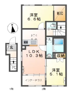 宇津木町アパート【2階】の間取り