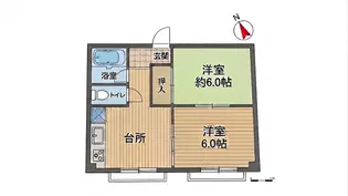 二葉コーポラスB棟【4階】の間取り