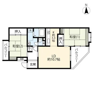 URパークサイド田無向台【2階】の間取り