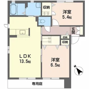 ラ・パルテール福田 伍番館【1階】の間取り