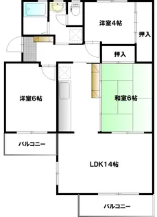にれの木台第二住宅11号棟【4階】の間取り
