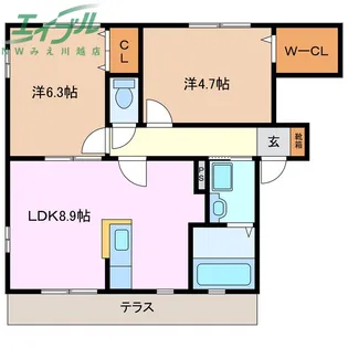ボンヌジュルネ B棟【1階】の間取り
