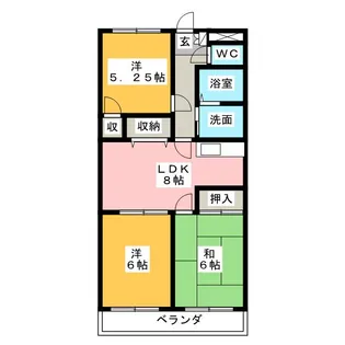 ARTRAマンション B棟【5階】の間取り