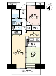 UR白鳥パークハイツ大宝【4階】の間取り