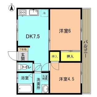 スカイハイム相原【1階】の間取り