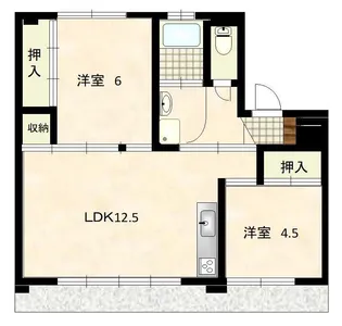 2LDKの間取り画像