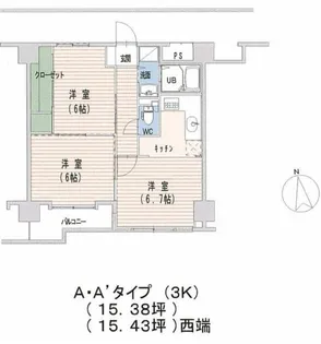 ベルソーレ支倉【6階】の間取り