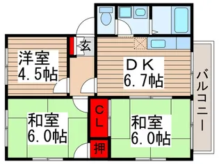 ヴィラ北松F【1階】の間取り