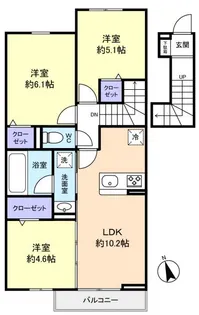 アバンティ八千代緑が丘弐番館【2階】の間取り