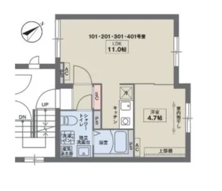 COCOFLAT 雑司が谷【4階】の間取り