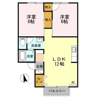 グリューネハイツ B【2階】の間取り