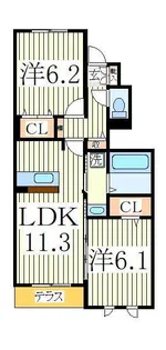 クレールフラッツ天王台【1階】の間取り