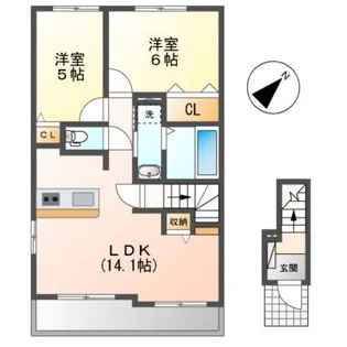 ヴィラ フェリーチェ A・B【2階】の間取り