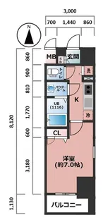 スワンズシティ難波ノーブル【3階】の間取り