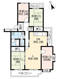 UR高津【4階】の間取り