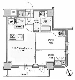 セルアージュ横浜フィエルテ【6階】の間取り