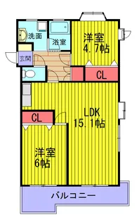 鈴木グランドマンションB【2階】の間取り