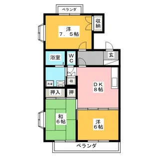 グリーンコート四之宮【1階】の間取り
