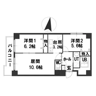 エステラ北7条館【6階】の間取り