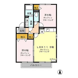 グランディールT B【2階】の間取り