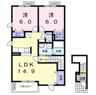 愛知県豊明市阿野町東阿野【アパート】の間取り