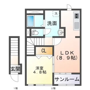 レインボーヒルズ【2階】の間取り
