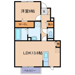 岡山県浅口市鴨方町鴨方【アパート】の間取り