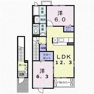 ボニートアンジュナカノA【2階】の間取り