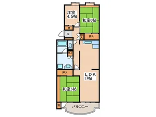 秦野南が丘さつき東住宅2212号棟【4階】の間取り