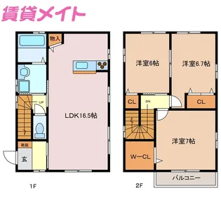 三重県桑名市青葉町2【一戸建】の間取り