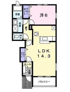 ラ・レーヴ ドゥ【1階】の間取り