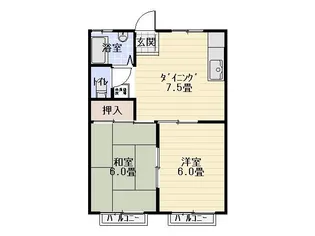 神奈川県茅ヶ崎市富士見町【アパート】の間取り