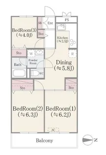 ドエルリバーサイド大島【1階】の間取り