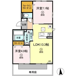 岡山県岡山市南区当新田【アパート】の間取り