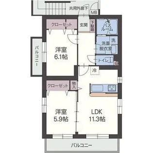 ペアーフィールドA【1階】の間取り