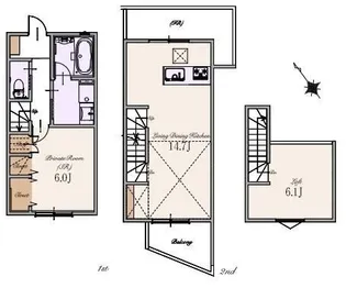 ブライトステージ堀ノ内【1階】の間取り